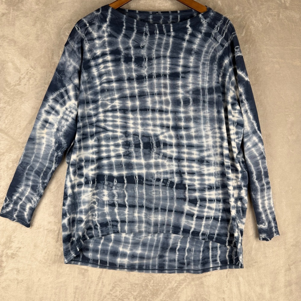 Lululemon Back in Action Long Sleeve Shirt Blue White Tie Dye Shibori Top